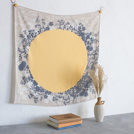 70 Koetsu Chirimen Yuzen Dyeing | Moon & Flowers Beige
