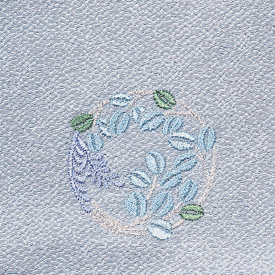 Koetsu Chirimen Buddhist Rosary Case | Bush Clovers Wreath Gray