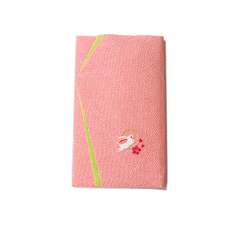Embroidered Gift Envelope Fukusa | Rabbit Pink