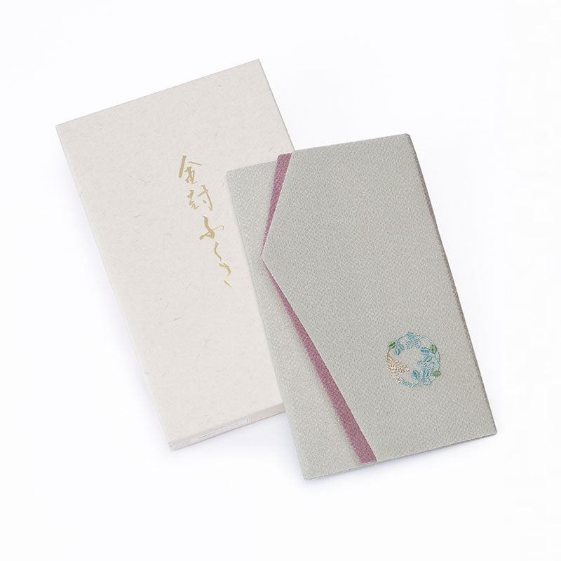Embroidered Gift Envelope Fukusa | Bush Clover Gray