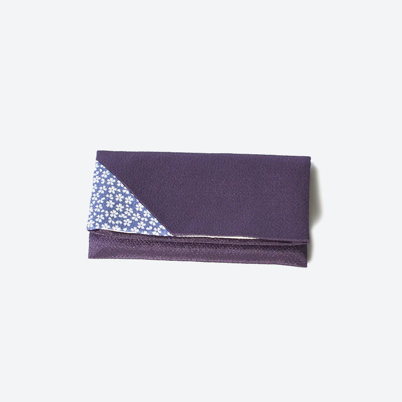 Chirimen Sakura Pattern Buddhist Rosary Case | Purple