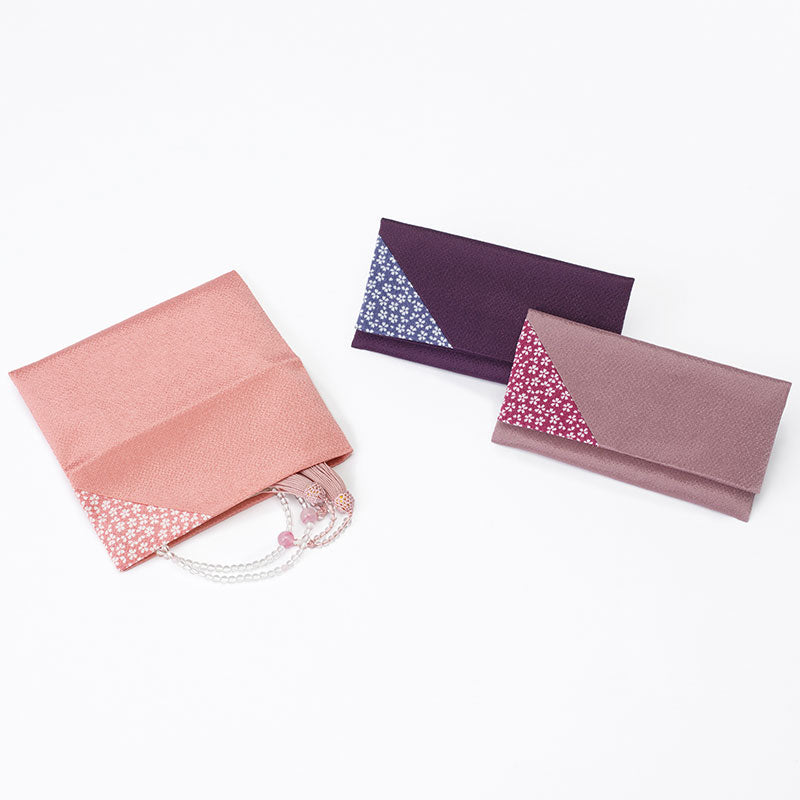 Chirimen Sakura Pattern Buddhist Rosary Case | Light Purple