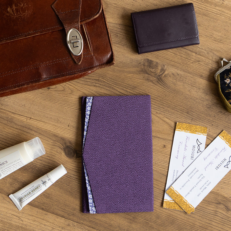 Chirimen Sakura Pattern Gift Envelope Fukusa | Purple