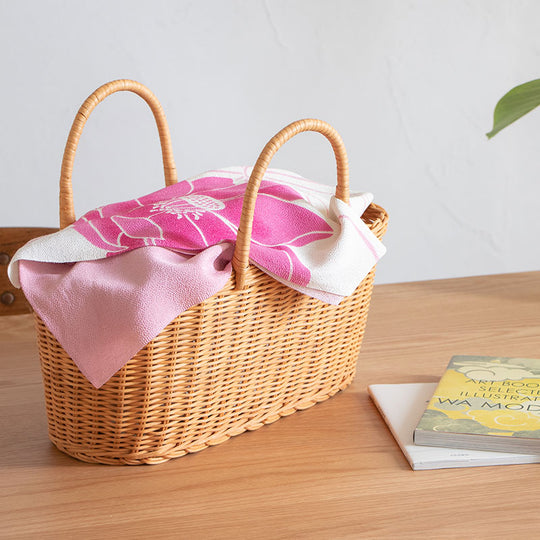 70 Koetsu Chirimen Yuzen Dyeing | Lotus Pink