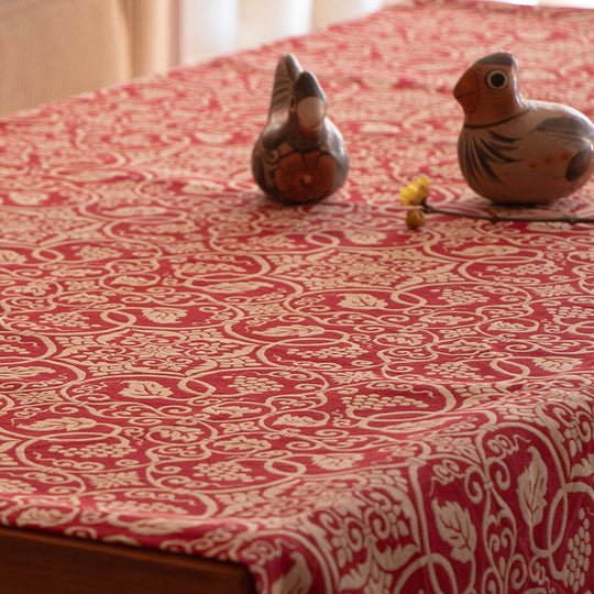 120 Shosoin Cotton Jacquard	Grape-patterned Arabesque Red