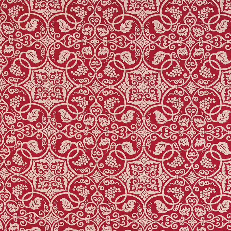120 Shosoin Cotton Jacquard	Grape-patterned Arabesque Red