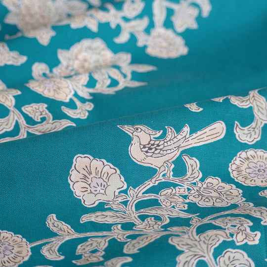 150 Kimono-tsutsumi | Bird and Flower Chintz Green