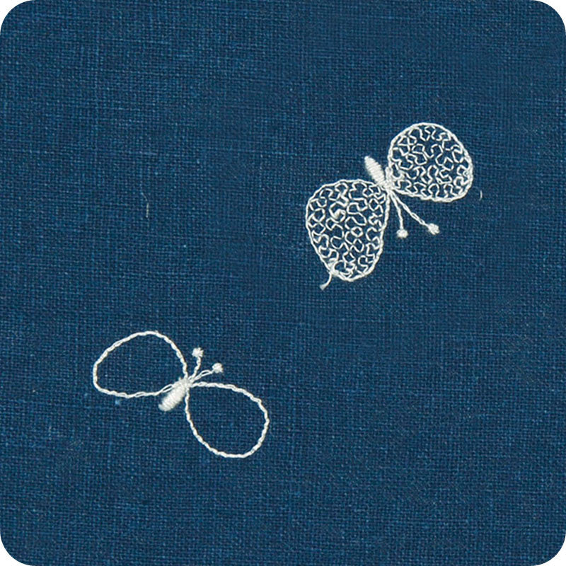 100 mina perhonen Linen Embroidery L | Chou Cho Blue – Musubi