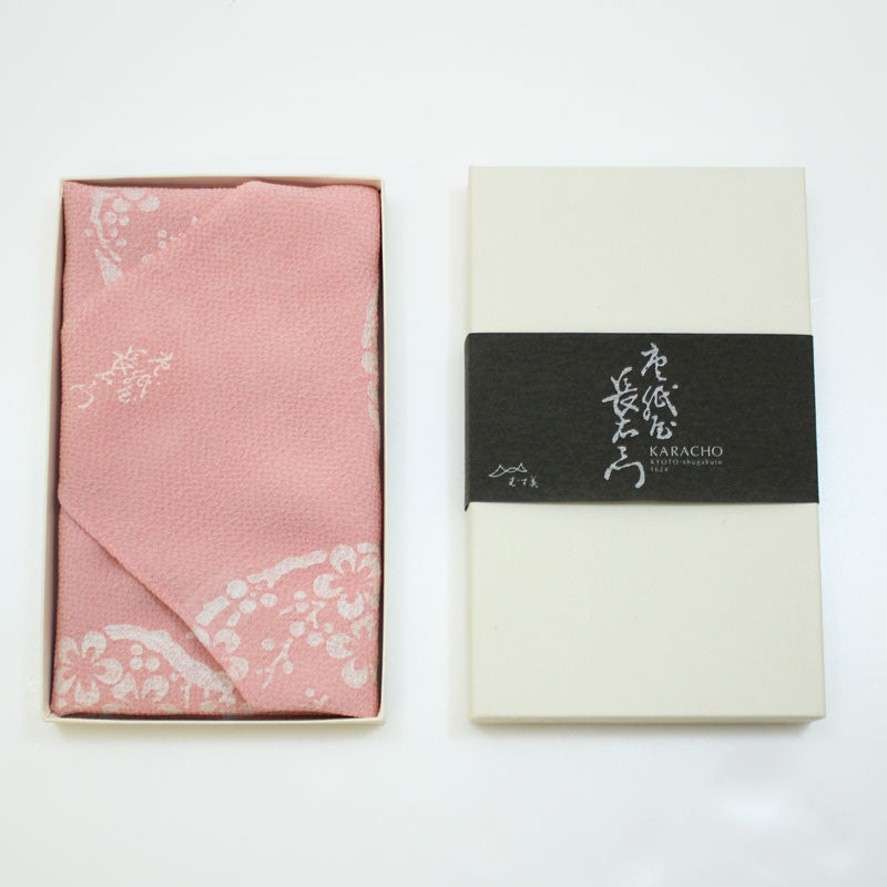 45 KARACHO Soie Chirimen Yuzen Teinture | Abricot Japonais Rose Clair