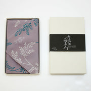 45 KARACHO Soie Chirimen Yuzen Teinture | Feuille de fougère violet clair