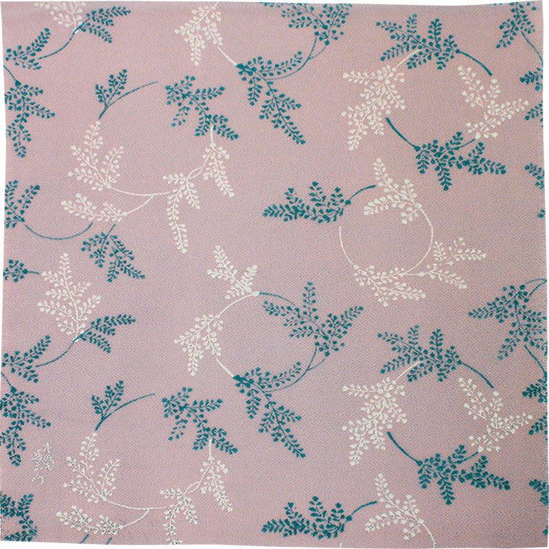 45 KARACHO Soie Chirimen Yuzen Teinture | Feuille de fougère violet clair