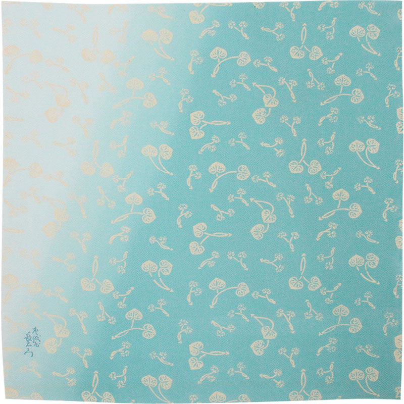 45 KARACHO Silk Chirimen Yuzen Dyeing | Asarum Caulescens Light Blue