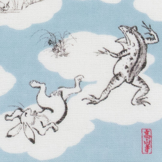 Choju jinbutsu giga Gauze Pile Handkerchief | Sumo Blue