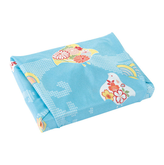 68 Rayon Chirimen Koyomi | Plovers With Wave Blue