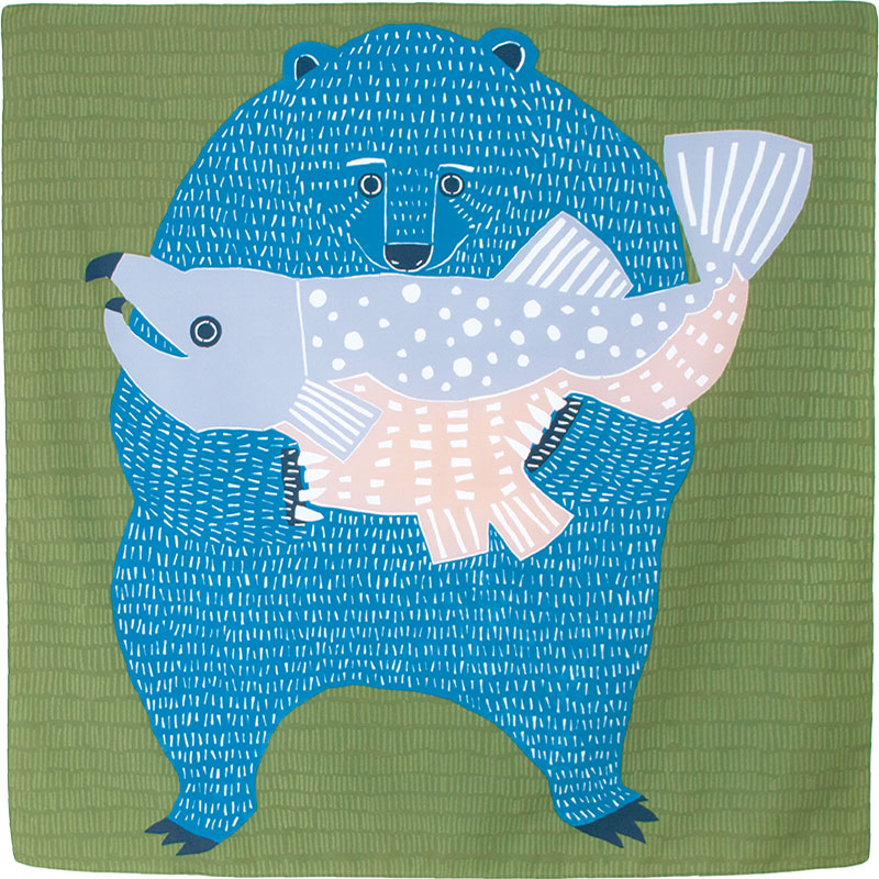 100 Water-repellent Re-Free | kata kata Bear & Salmon Green