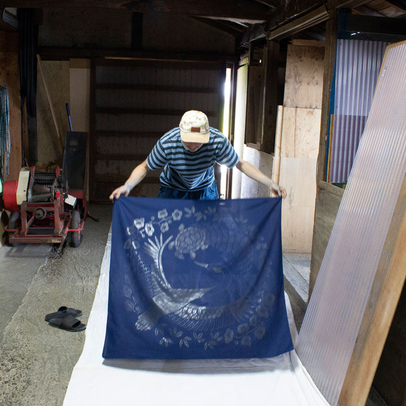 100 Natural Indigo Dye kata kata Musubi | Crane and Turtle Dark Indigo