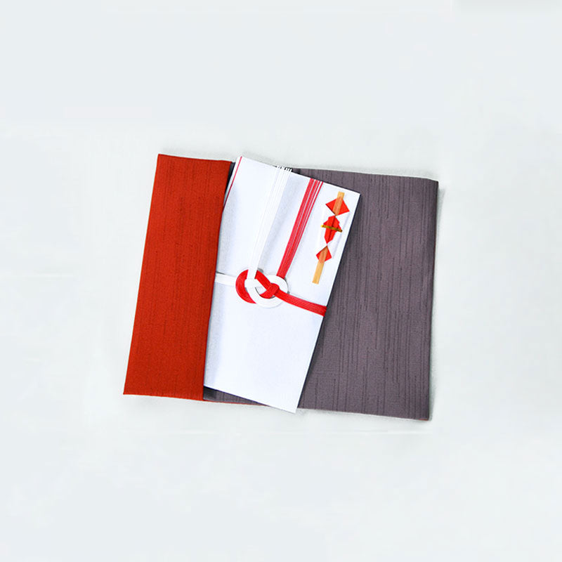 Polyester Tsumugi Reversible Gift Envelope Fukusa | Bordeaux/Dove Gray