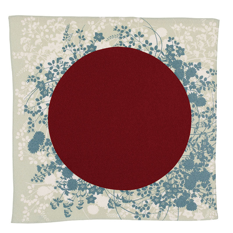 70 Koetsu Chirimen Yuzen Dyeing | Moon & Flowers Green