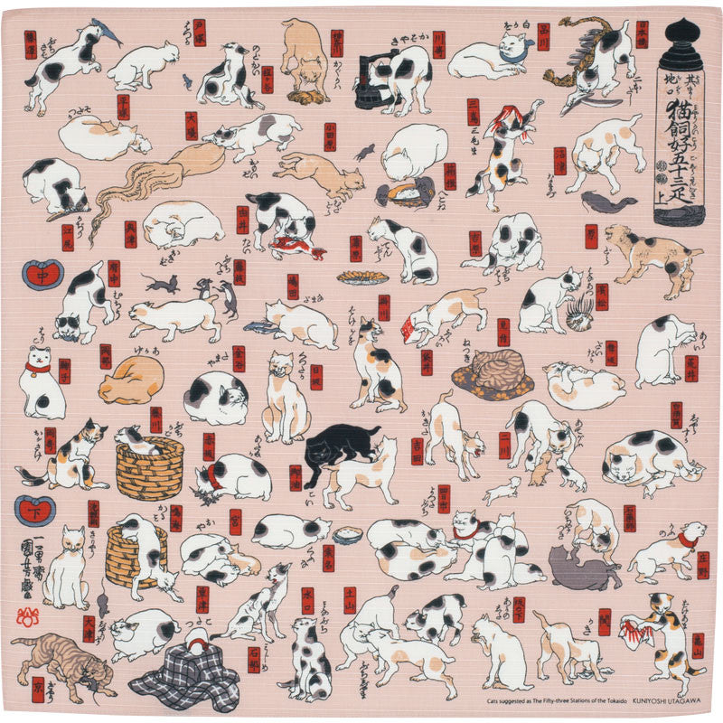 48 Ukiyo-e | Cats Suggested As The Fifty Three Stations Of The Tokaido Pink