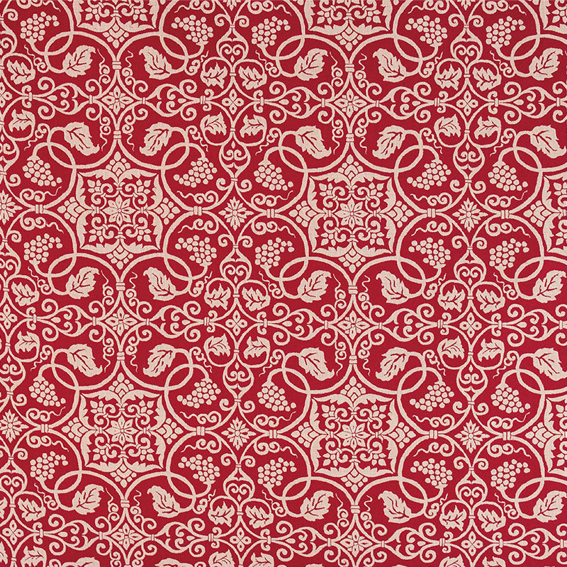 120 Shosoin Cotton Jacquard	Grape-patterned Arabesque　Red