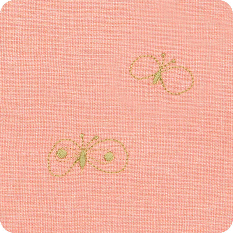 100 mina perhonen Linen Embroidery L | Chou Cho Salmon Pink