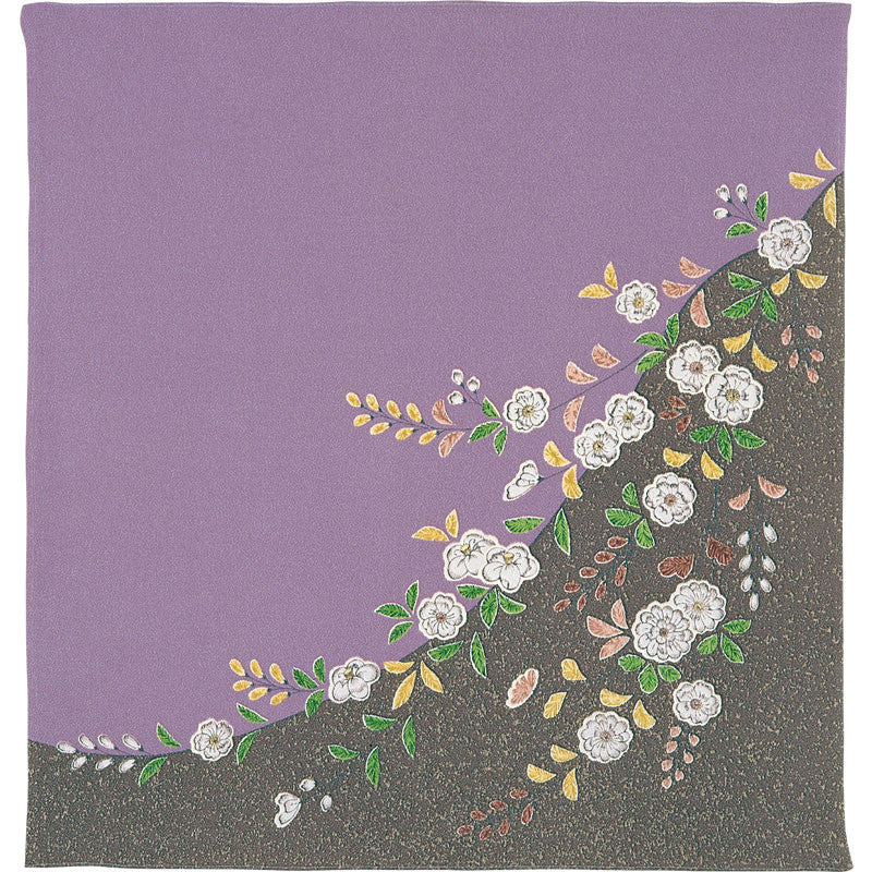 68 Silk Chirimen Yuzen Dyeing No.7 (Light weight) | Tsujigahana Purple