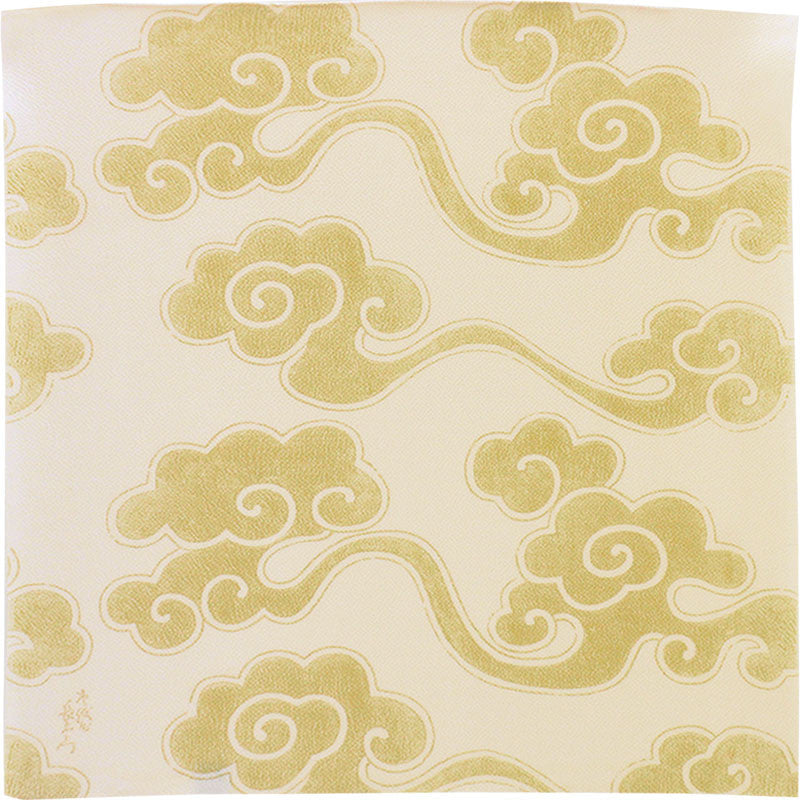 45 KARACHO Silk Chirimen Yuzen Dyeing | Clouds Cream