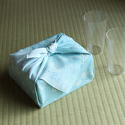 45 KARACHO Soie Chirimen Yuzen Teinture | Asarum Caulescens Bleu Clair