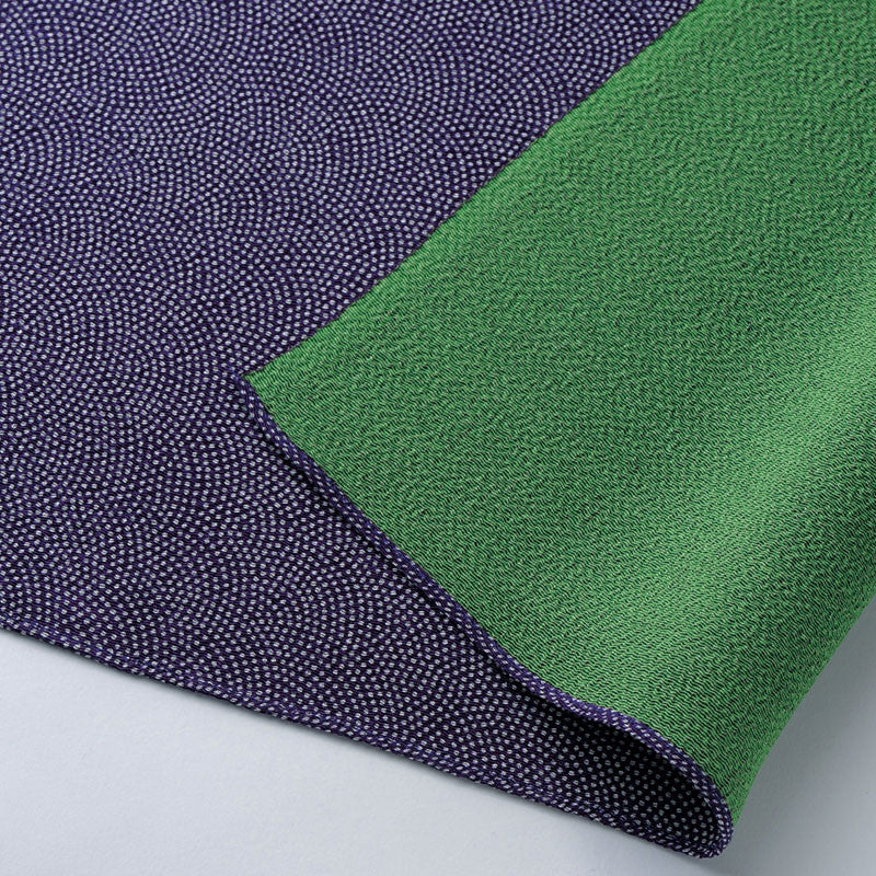 45 Silk Chirimen-Reversible No.5 (Light weight) | Fine Sharkshin Pattern Purple/Green