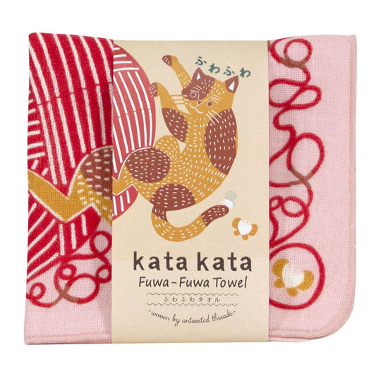 kata kata Fluffy Towel | Cat & Yarn Pink