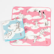 Choju jinbutsu giga Gauze Pile Handkerchief | Monkey Chasing Pink