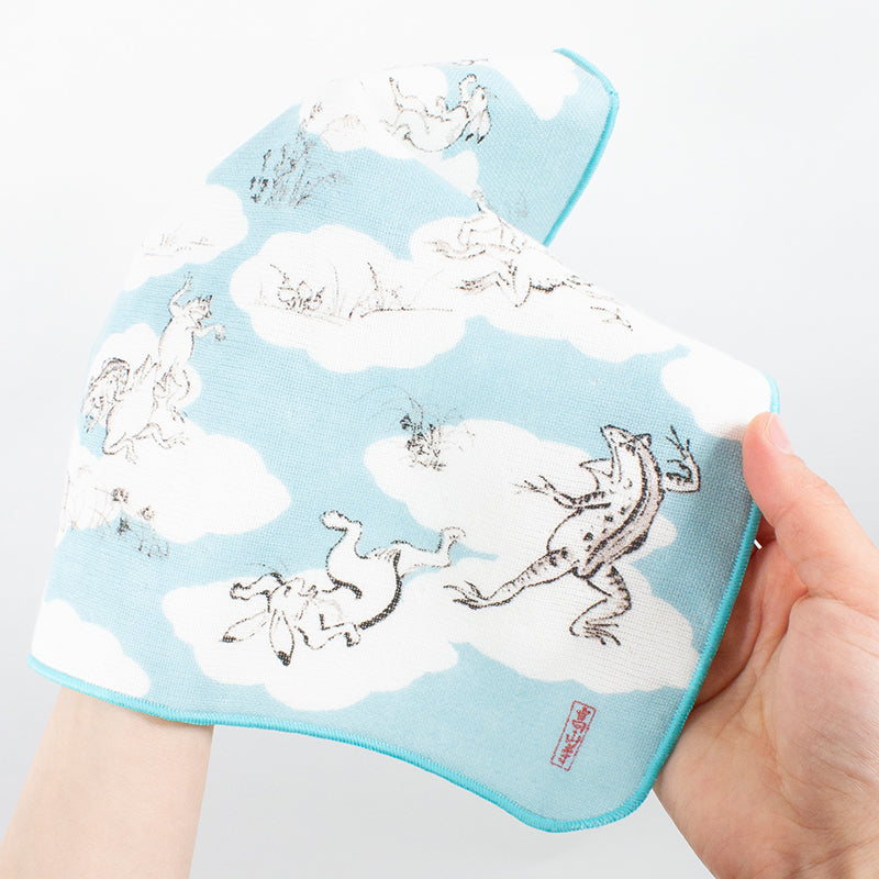 Choju jinbutsu giga Gauze Pile Handkerchief | Sumo Blue