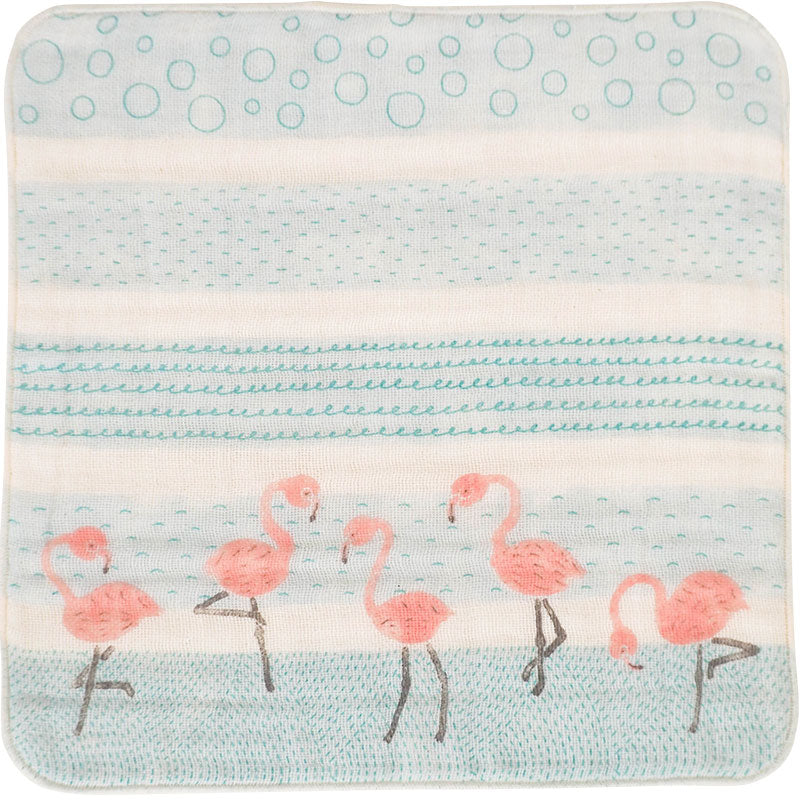 MUSUBI ORGANIC Quadruple Layered Gauze Handkerchief | Flamingo Blue