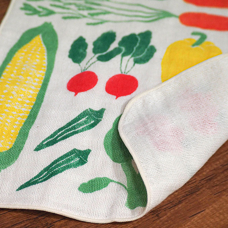 MUSUBI ORGANIC Quadruple Layered Gauze Handkerchief | Vegetable Multi