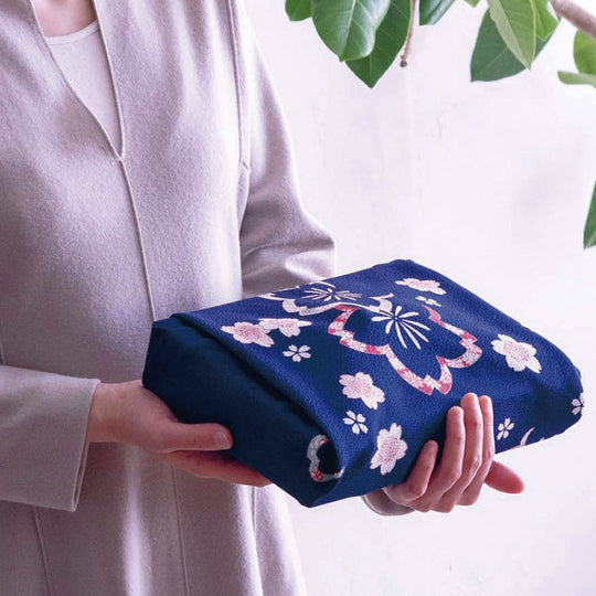 68 Rayon Chirimen Koyomi | Sakura in Night & Day Navy Blue